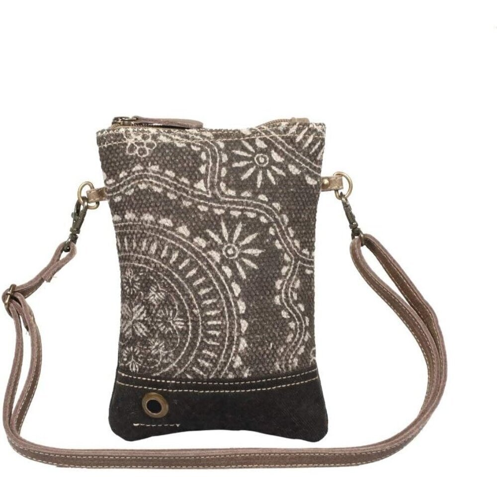 Upcycled Canvas Crossbody Bag Womens Small Leather Secure Travel Daily